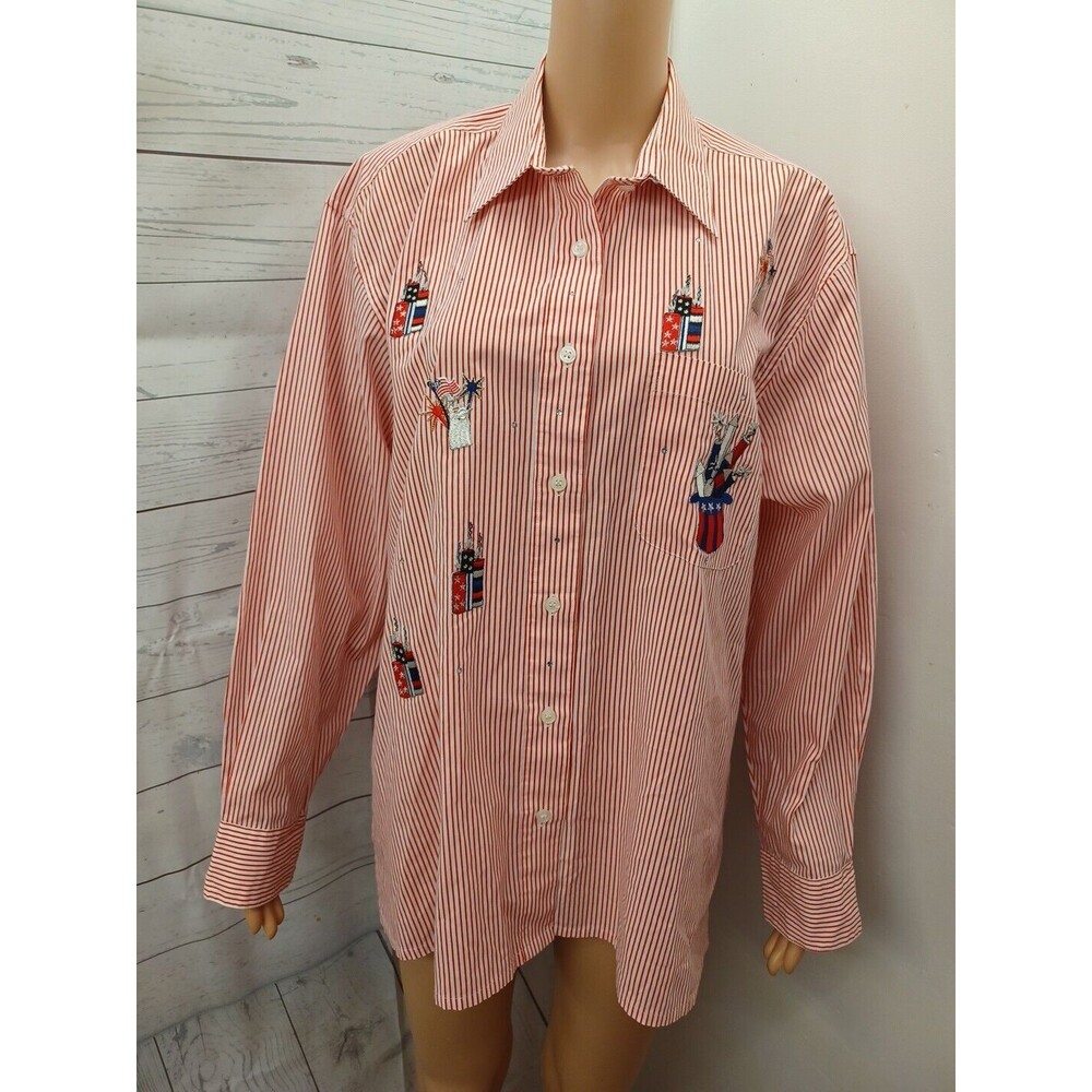 MiLi Designs Womens Red White Red Candles Flags Stars Bling Patriotic L